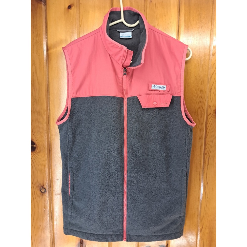 Columbia M PFG Women's Medium Pink & Gray Zip Front Fleece Vest